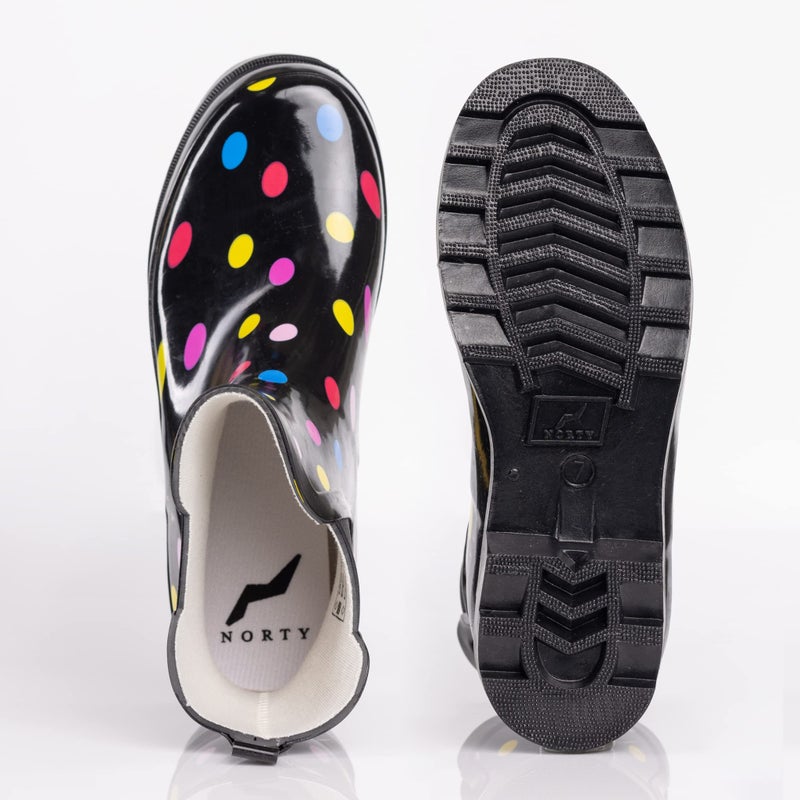 NORTY - Womens Ankle Rain Boots - Ladies Waterproof Winter Spring Garden Boot runs Â½ size large Polka Dot Black Multicolored Size 9 - Image 2